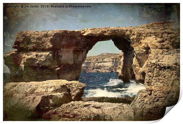 Textured Azure Window Print by Jim Jones