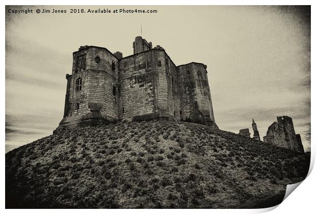 Warkworth Castle in Sepia Print by Jim Jones