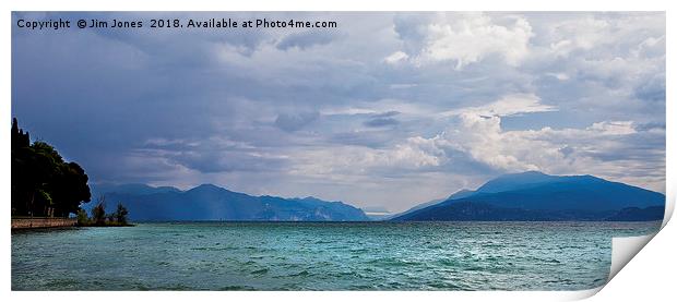 Lake Garda morning panorama Print by Jim Jones