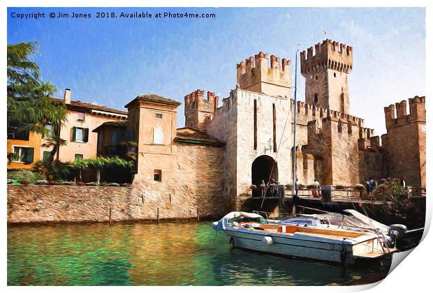 Scaliger Castle, Sirmione with an artistic filter Print by Jim Jones