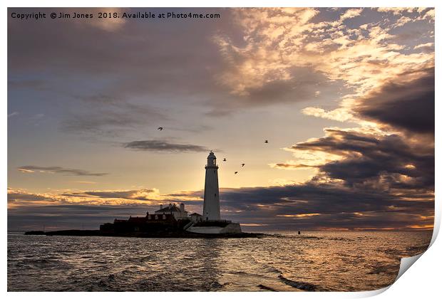 St Mary's Island at dawn Print by Jim Jones