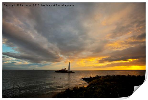 Sunrise at St Mary's Island Print by Jim Jones