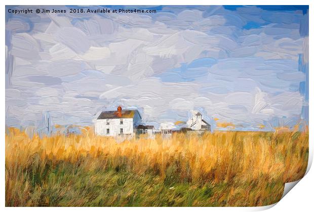 Artistic Northumbrian whitewashed buildings Print by Jim Jones
