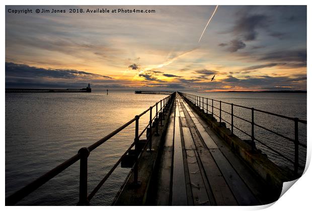 Sunrise over the Old Wooden Pier Print by Jim Jones