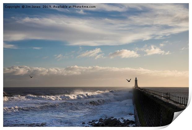Rough Seas by Tynemouth Pier Print by Jim Jones
