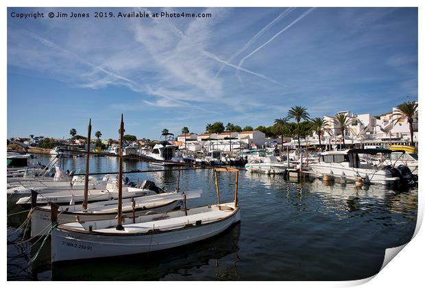 The Marina at Cala'n Bosche, Menorca Print by Jim Jones