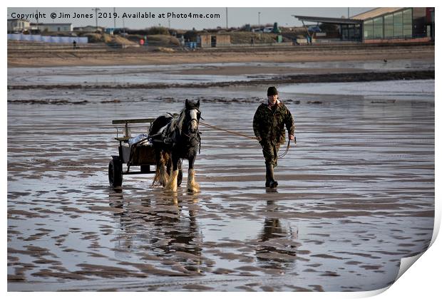 Horse and cart on the beach Print by Jim Jones