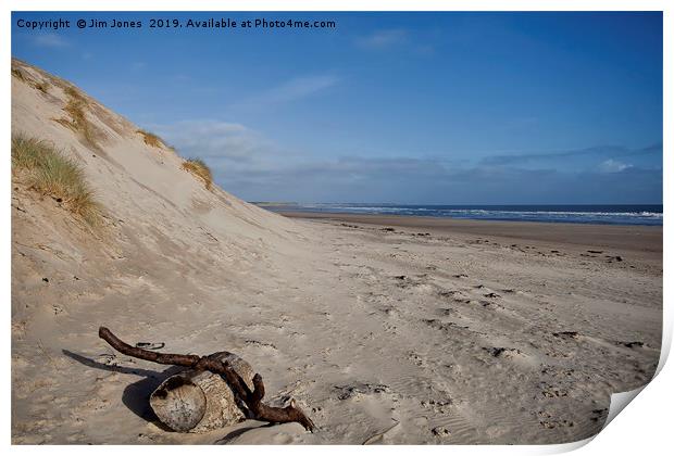 Driftwood on the beach at Druridge Bay Print by Jim Jones
