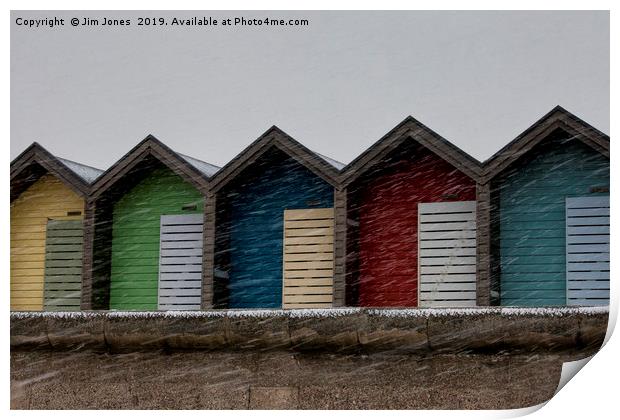 Beach Huts for hire - Heating recommended Print by Jim Jones