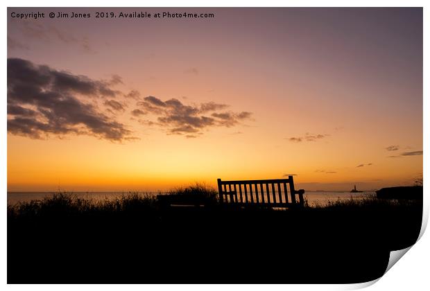 Take a seat and watch the sun rise. Print by Jim Jones