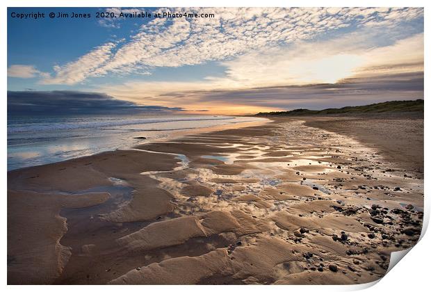 December sunrise at Druridge Bay in Northumberland Print by Jim Jones