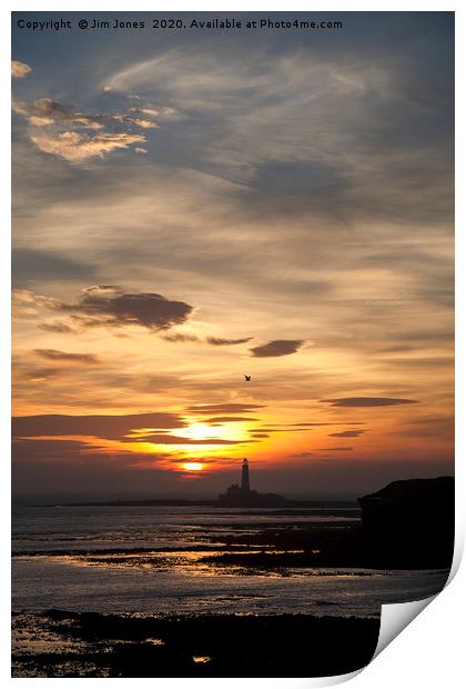 December Sunrise over Collywell Bay Print by Jim Jones