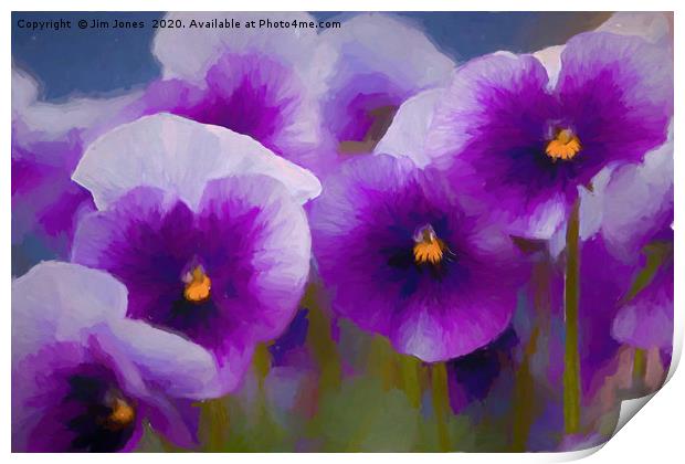 Artistic Purple Pansies. Print by Jim Jones