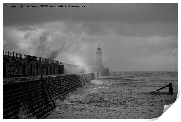 Storm over Tynemouth Pier Print by Jim Jones
