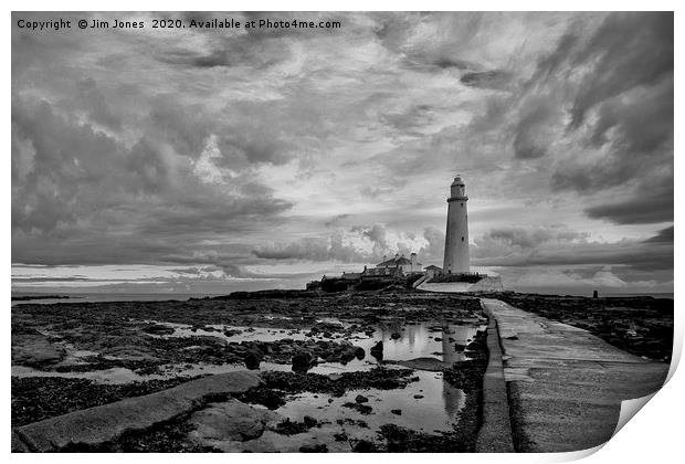 St Mary's Island in black and white Print by Jim Jones