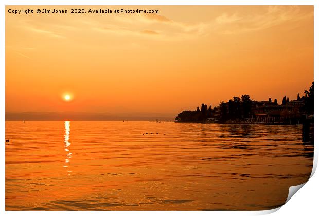 Sirmione Sunset over Lake Garda Print by Jim Jones