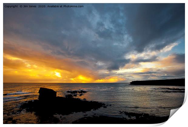 Sunrise over Collywell Bay Print by Jim Jones