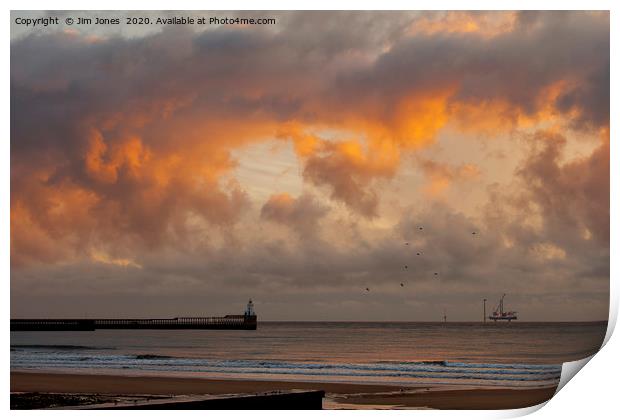Offshore work just after sunrise Print by Jim Jones