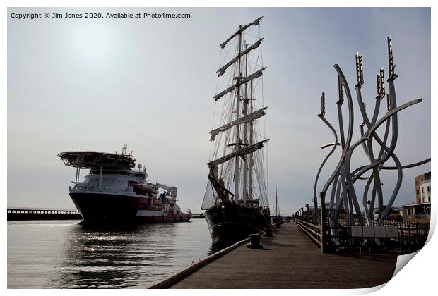 Ancient and Modern ships on the River Blyth Print by Jim Jones