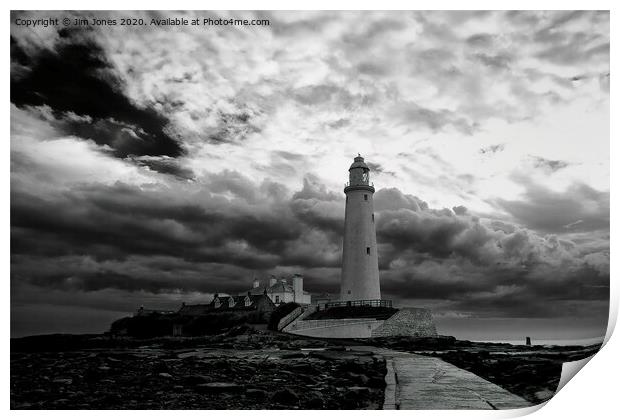 St Mary's Island in Black and White Print by Jim Jones