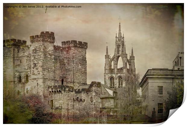 Newcastle upon Tyne cathedral and 'new' castle (2) Print by Jim Jones