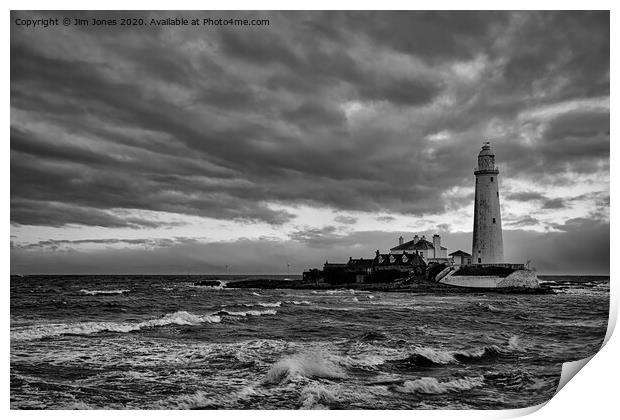 St Mary's Island in black and white Print by Jim Jones