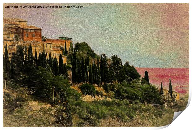 Artistic Tuscan Hillside Print by Jim Jones