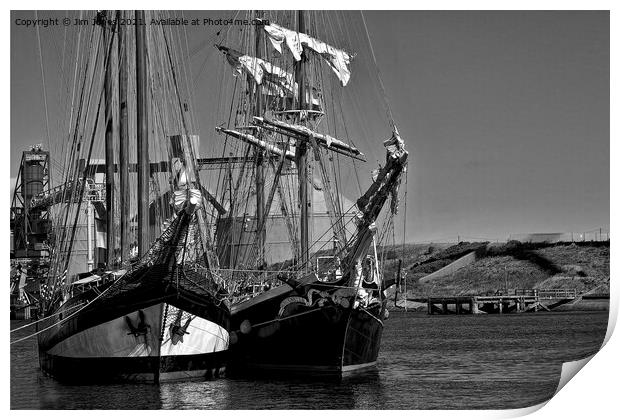 Tall Ships in Black and White Print by Jim Jones