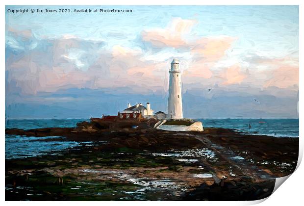 Artistic St. Mary's Island and Lighthouse Print by Jim Jones