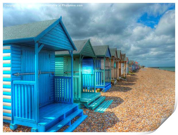  Beach Huts Print by Kim Slater