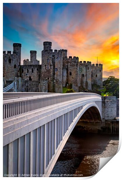 Conwy Castle Wales Print by Adrian Evans
