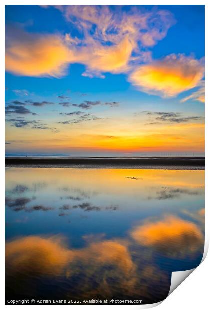 Rhyl Ocean Sunset Print by Adrian Evans