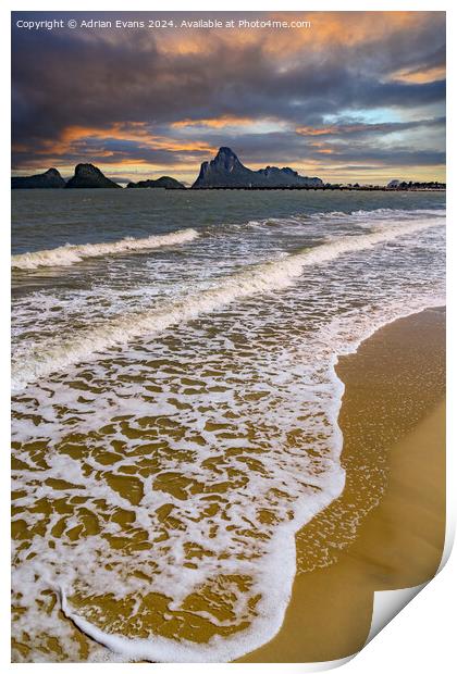 Ao Noi Beach Sunset Thailand  Print by Adrian Evans