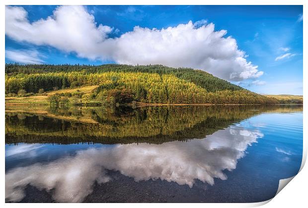 Autumn Reflections Geirionydd Lake  Print by Adrian Evans