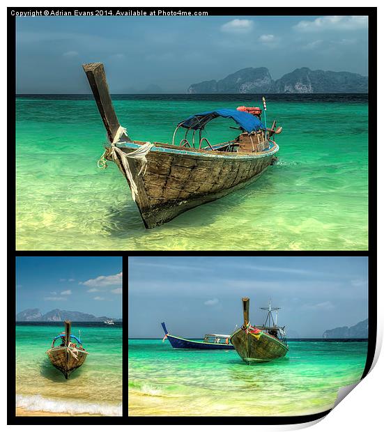 Longtail Boats Thailand  Print by Adrian Evans