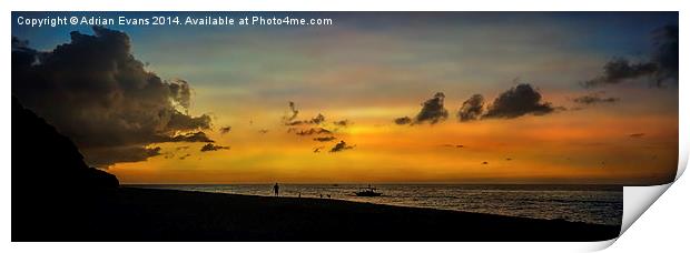 Puka Beach Sunset Print by Adrian Evans
