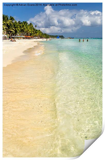 White Beach Boracay Print by Adrian Evans