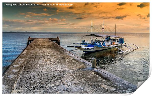 Tour Boat Sunset Print by Adrian Evans
