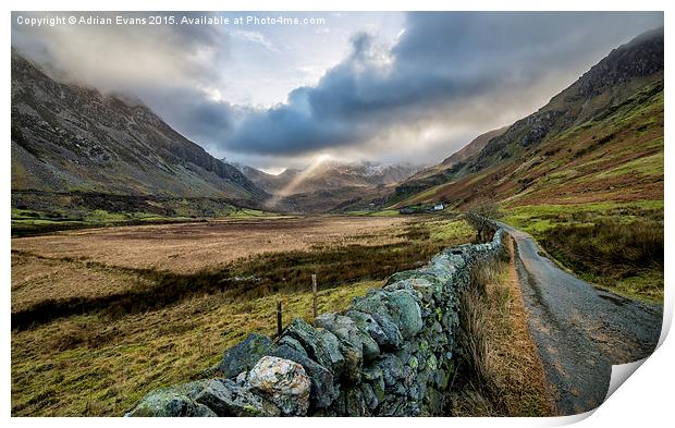 Nant Ffrancon Pass Snowdonia Wales  Print by Adrian Evans