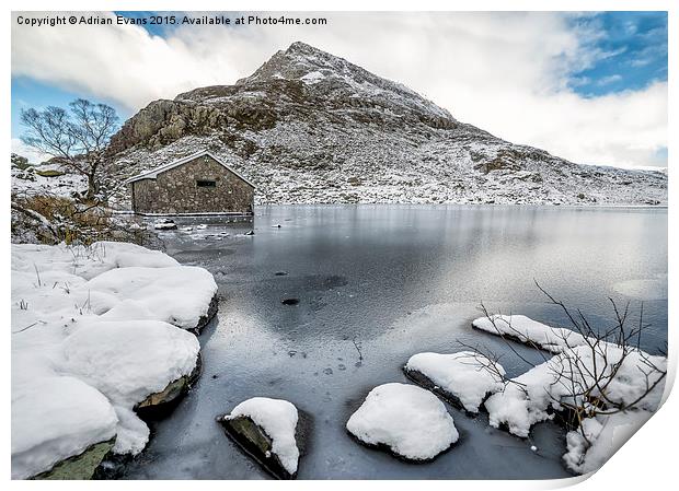 Llyn Ogwen Ogwen Valley Snowdonia  Print by Adrian Evans