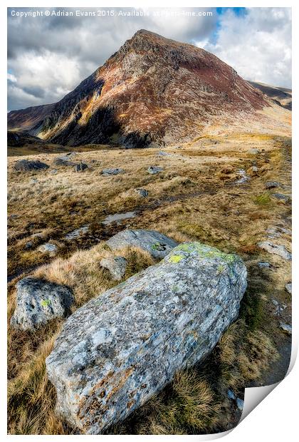 Pen yr Ole Wen Mountain Snowdonia  Print by Adrian Evans