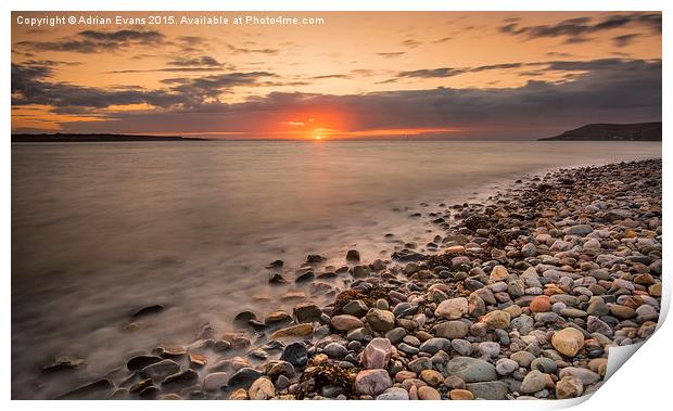 Sunset Deganwy Beach Print by Adrian Evans