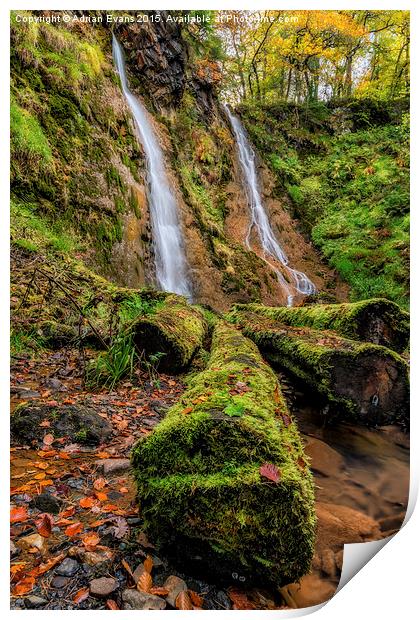 Grey Mares Tail Waterfall Print by Adrian Evans