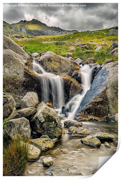 Nant Bochlwyd Waterfall Print by Adrian Evans