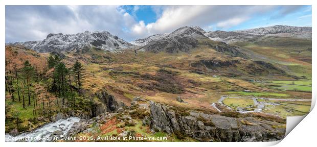 Nant Ffrancon Pass Snowdonia Wales Print by Adrian Evans