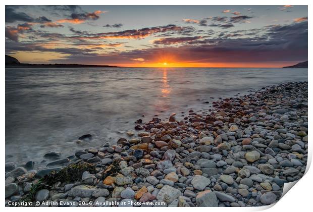 Deganwy Beach Sunset Llandudno Print by Adrian Evans