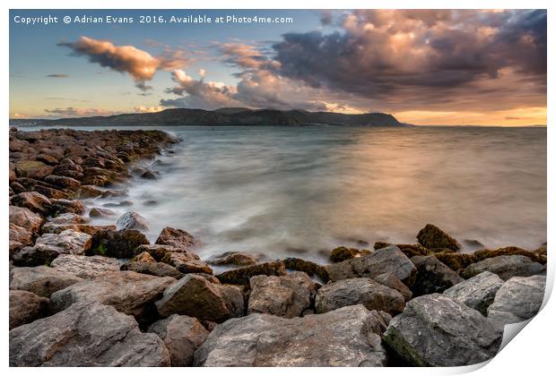 West Shore Llandudno Sunset Print by Adrian Evans