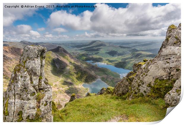 Lakes of Snowdonia Print by Adrian Evans