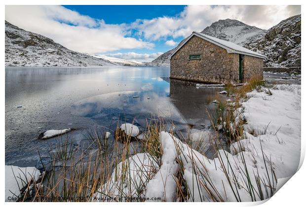 Icy Lake Ogwen Snowdonia Print by Adrian Evans