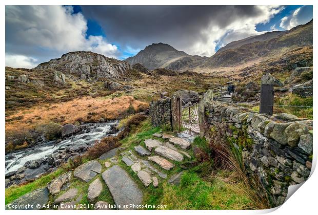Gate to Snowdonia Print by Adrian Evans
